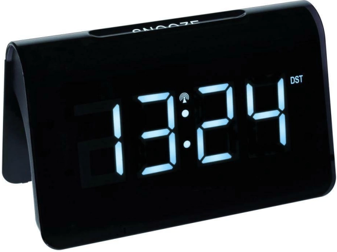 TFA ICON digitální rádiem řízený budík s velkými LED číslicemi, černo-bílý