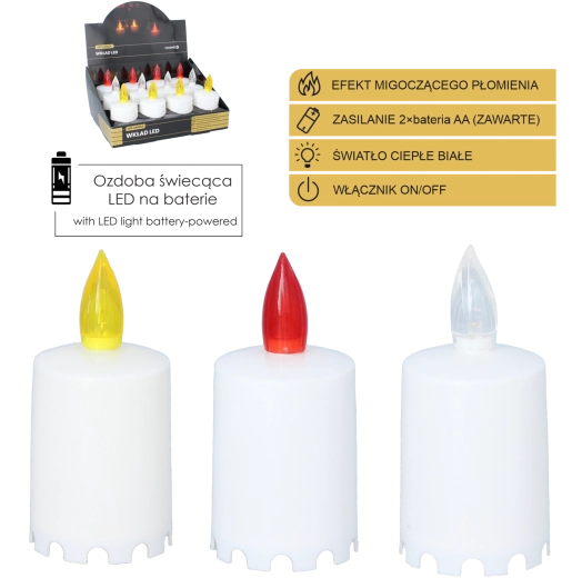 Led svíčka 10,5 cm, mix barev (12 ks v balení)