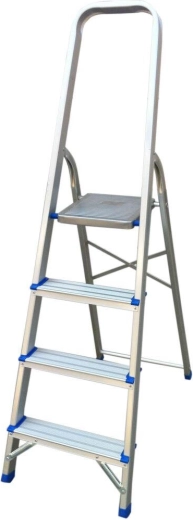 Hliníkové skládací schůdky 4 stupně, výška plošiny 850 mm, nosnost 120 kg