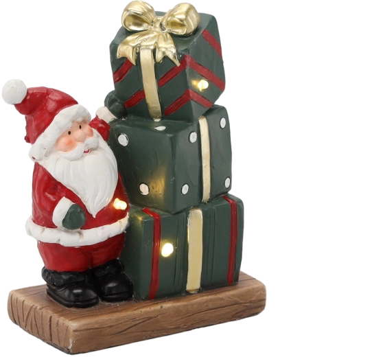 Vánoční figurka – Santa s dárky LED 19,8 cm