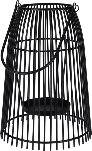 Kovový drátěný svícen na jednu svíčku, černý, 29 × 20 cm