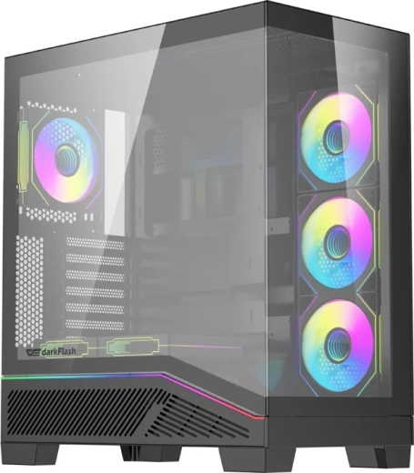 Počítačová skříň DarkFlash K430 se 6 ventilátory, černá