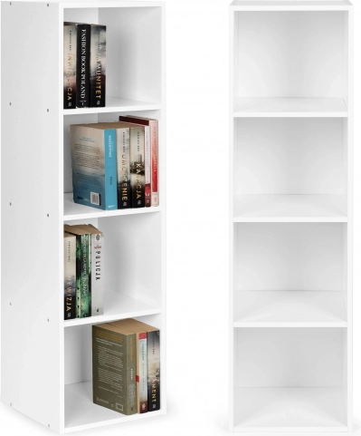 Policová skříň v loft stylu, bílá, 4 police ModernHome