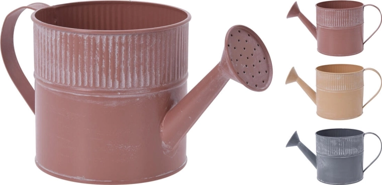 Dekorační květináč konvička, kovový, 13 × 12 cm