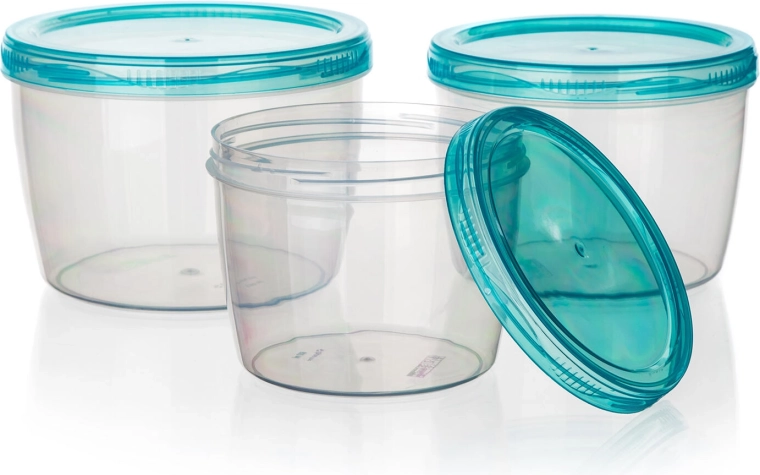 Sada kulatých plastových dóz na potraviny 3 ks ACASSA (600, 880 a 1180 ml)