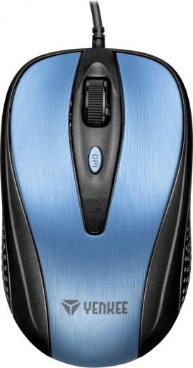 Optická USB myš Yenkee s 4 tlačítky, symetrická, modrá