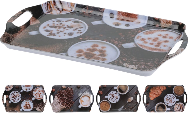 Podnos melaminový Káva 38 × 23 cm – mix dekorů