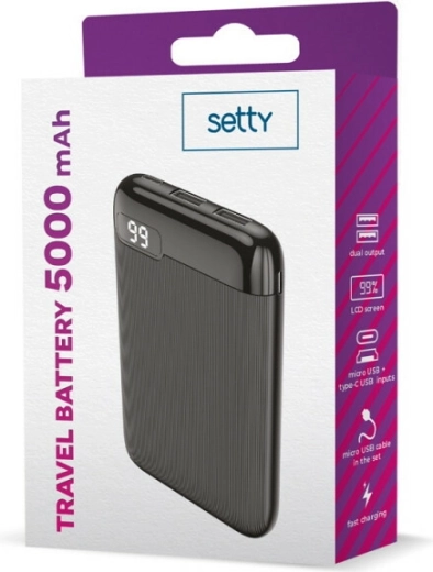 Setty powerbanka 5000 mAh s LCD displejem