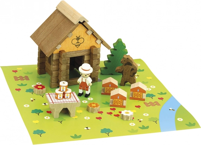 Jeujura dřevěná stavebnice včelín 50 dílků