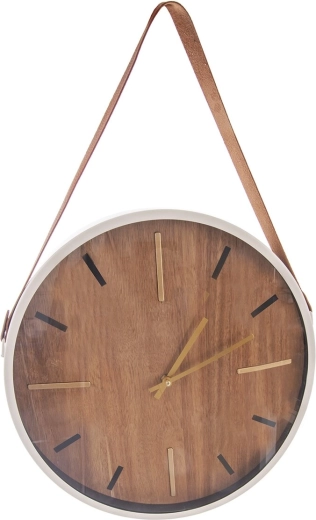 Béžové nástěnné hodiny ze dřeva a kovu 38 cm