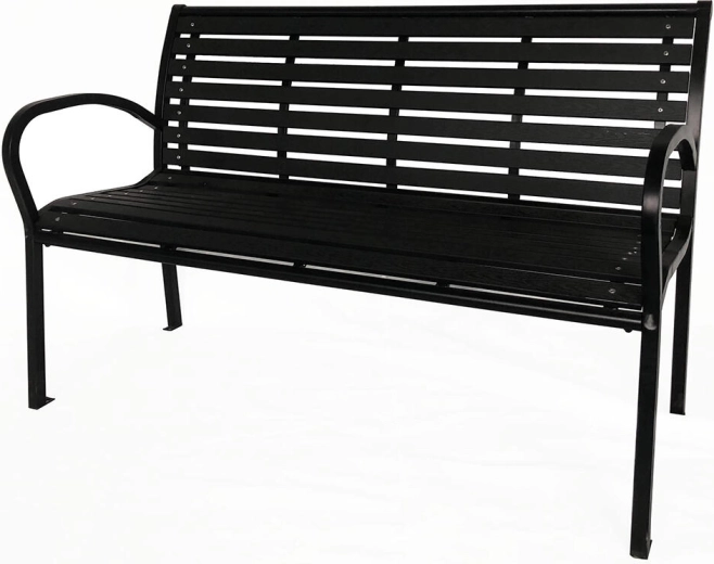 Zahradní lavička 125 × 60 × 80 cm černá ocel a plast