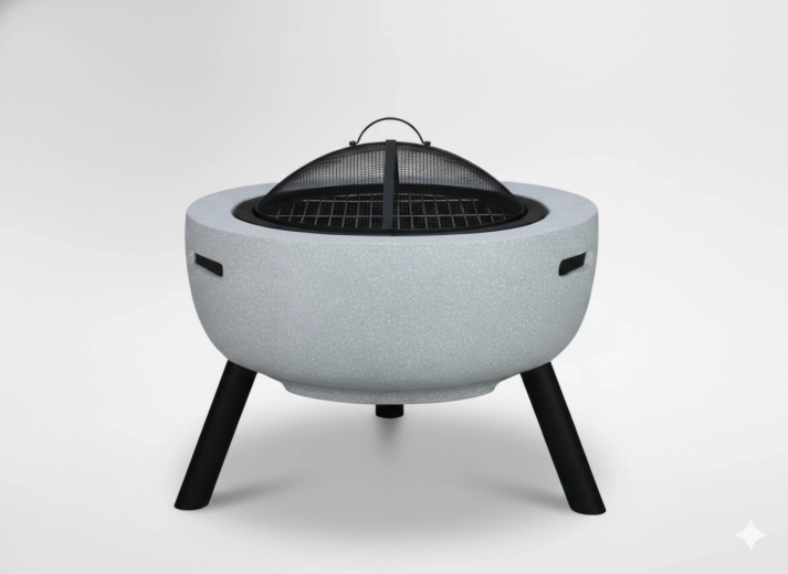 Zahradní ohniště na nožkách s poklopem a pohrabáčem 60 × 60 × 52 cm