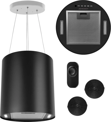 Ostrůvkový závěsný odsavač par 35 cm, černý