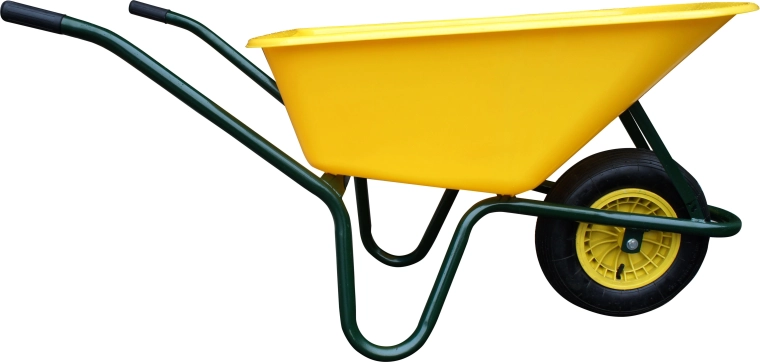 Zahradní kolečko LIVEX 100 l se žlutou korbou, zelený rám