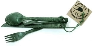 Kupilka jídelní příbor set – vidlička, nůž, lžíce a čajová lžička, zelený