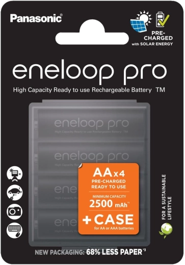 Panasonic Eneloop Pro dobíjecí baterie AA 2500 mAh s pouzdrem - 4 ks