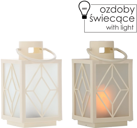 Vánoční LED lampion bílý 11 × 11 × 20,5 cm