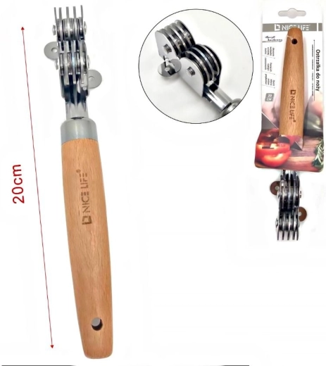 Ostřič nožů z nerezové oceli s dřevěnou rukojetí