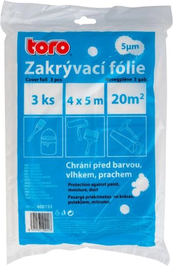 Zakrývací fólie HDPE 4 × 5 m, 5 µm, 3 ks TORO