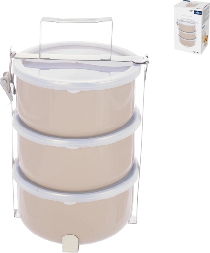 Smaltovaný jídlonosič se 3 dózami 1,4 l a plastovými víky