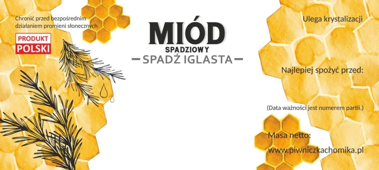 Sada etiket na med – medovicový jehličnan 116 × 50 mm, 100 ks