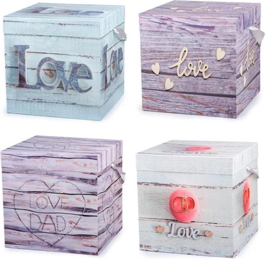 Dárková krabice se stuhou 15 × 15 × 15 cm (mix motivů)