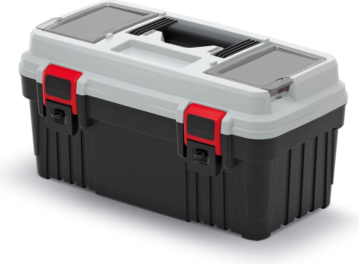 Plastový kufr na nářadí OPTIMA 47 × 25,6 × 23,8 cm, šedý