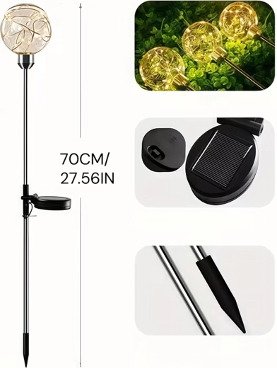 Solární zahradní světla do země – vodotěsné LED koule, sada 4 ks
