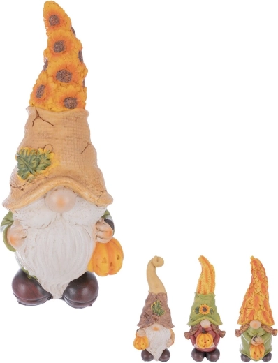 Dekorativní skřítek s dýní z polyresinu 30 cm (mix 4 variant)