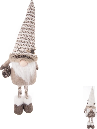 Skřítek s LED osvětlením z polyesteru, hnědý 52 cm