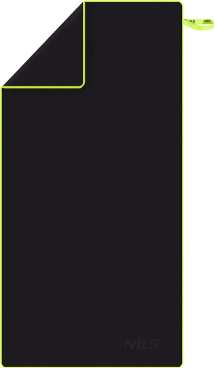 Rychleschnoucí mikrovláknový ručník NILS Camp, černý/zelený