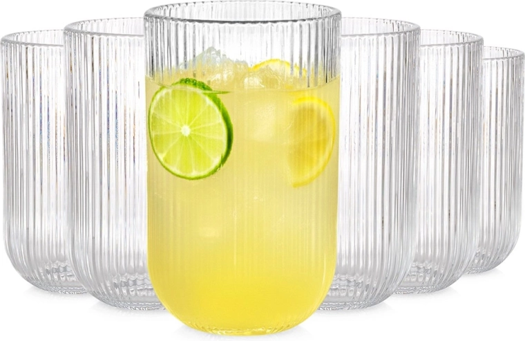 Sada sklenic 400 ml Vilde, 6 ks – žebrované čiré sklenice na nápoje