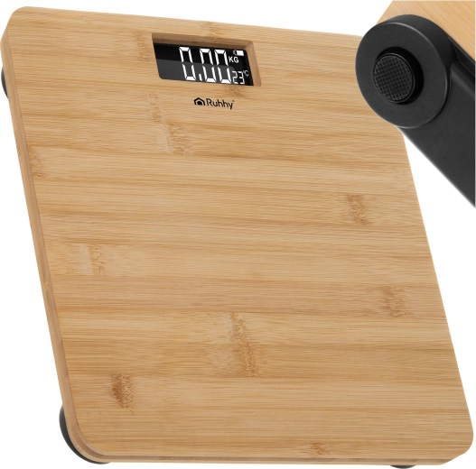 Bambusová koupelnová váha s LCD Ruhhy do 180 kg