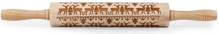 Dřevěný embosovaný váleček TORO se sobím vzorem 19 cm