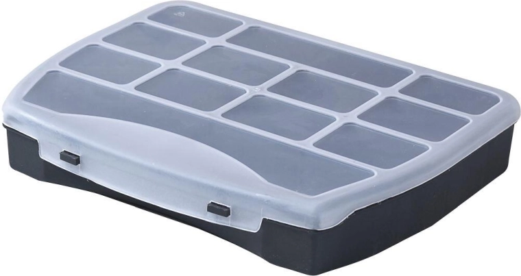 Organizér DOMINO 250 × 200 × 44 mm, černý/průhledný