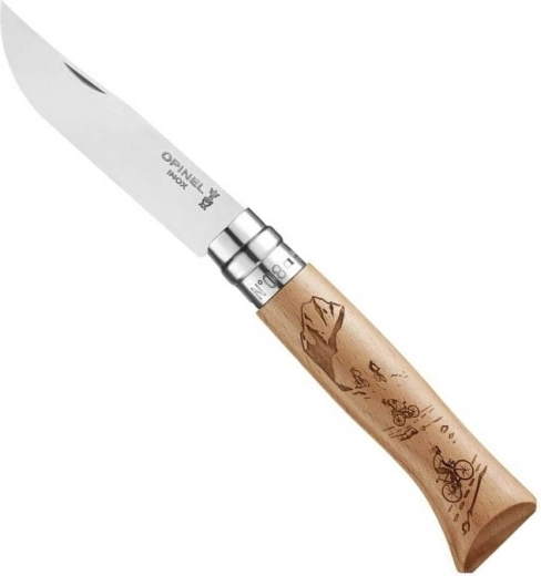 Kapesní nůž OPINEL N°8 Gravure Sport Velo, bukové dřevo, 8,5 cm