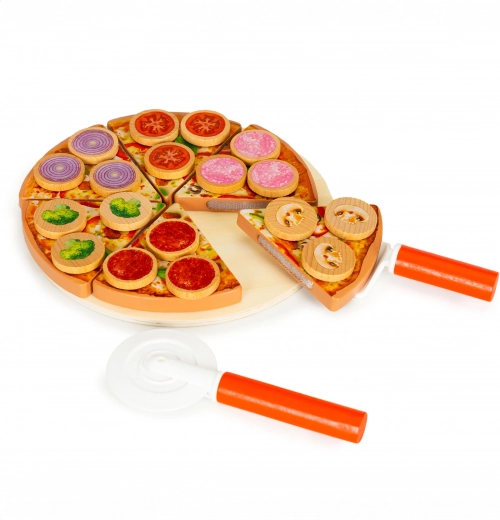 Dřevěná pizza na krájení na suchý zip, 27 dílů