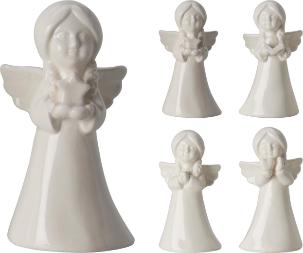 Porcelánový anděl 11 cm – bílá dekorace