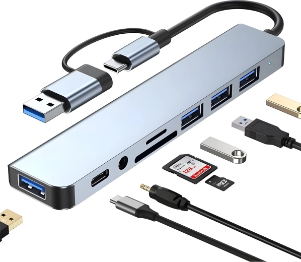 USB-C hub 8 v 1 s LAN a 4K výstupem