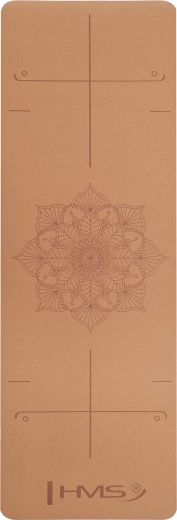 Korková jóga podložka HMS YM11 s voděodolným povrchem a vyrovnávacími liniemi