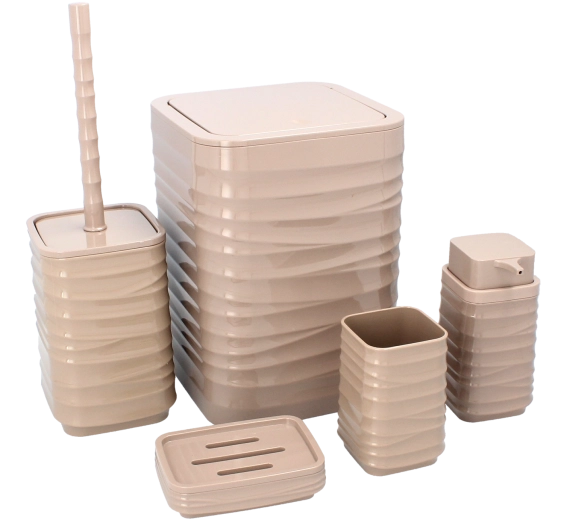 Koupelnová sada 5 dílů čtvercová hnědá