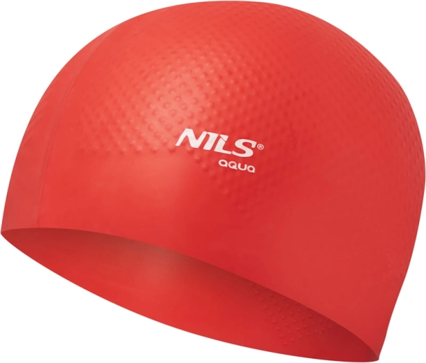 Silikonová plavecká čepice NILS Aqua NQC Dots červená