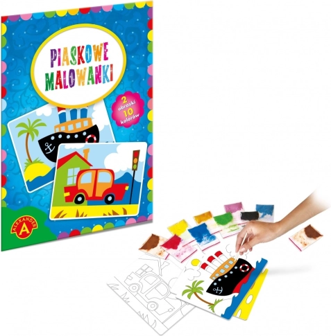 Pískové malování – loď a auto