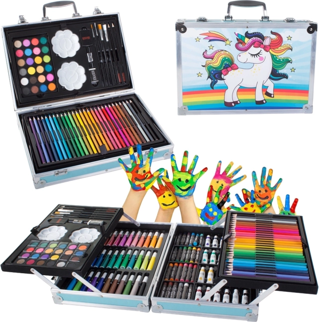 Výtvarná sada v kufříku 145 ks modrá
