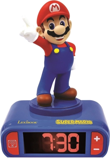 Budík s figurkou Super Mario