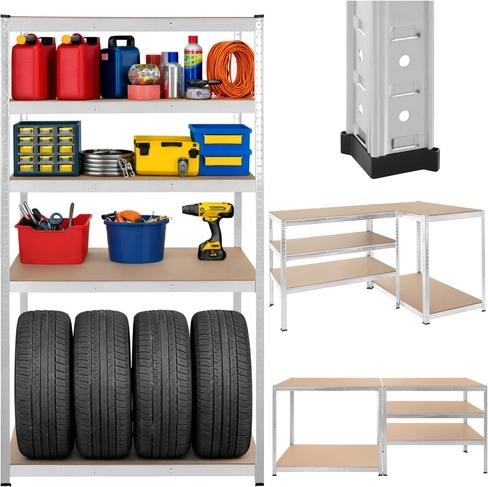 Kovový regál do garáže a sklepa 180 × 100 × 60 cm BIGSTREN, 5 polic, 1000 kg