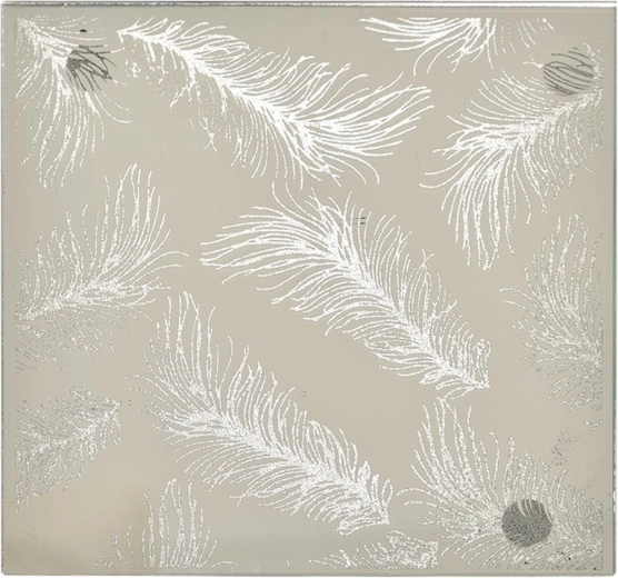 Skleněný dekorační tác list bílý se stříbrnými detaily 15 × 15 cm
