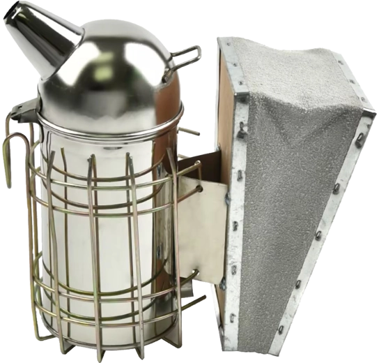 Včelařský dýmák z nerezové oceli 26 cm s koženým měchem