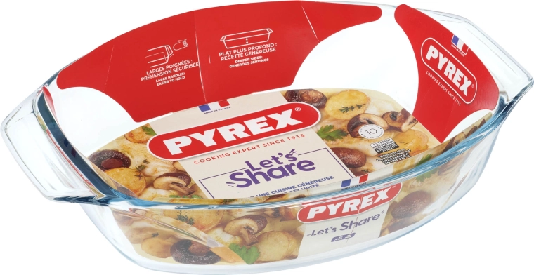 Oválná zapékací mísa PYREX 35 × 24 cm z borosilikátového skla