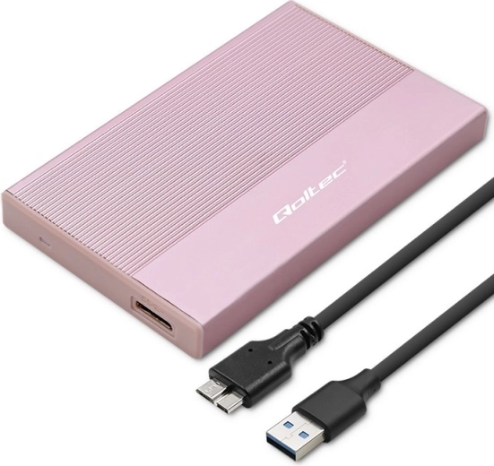 Hliníkový box na disk 2.5" SATA s USB 3.0, 5 Gb/s, až 2 TB – růžový